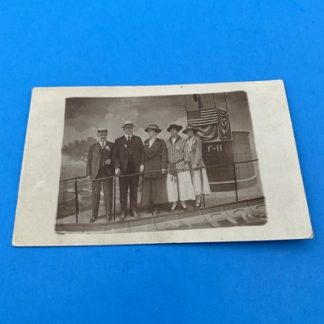 Submarine Backdrop F-11 Studio Portrait Early 1900s RPPC Patriotic Theme