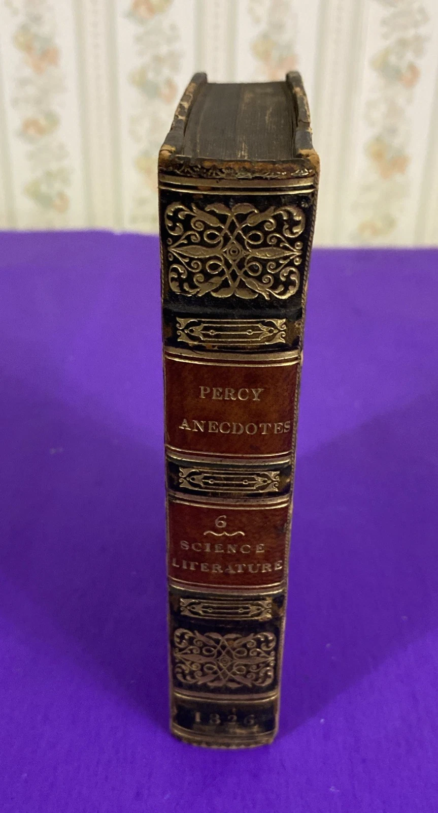 1826 Percy Anecdotes Vol VI Science Literature Banks Nichols Leather Book