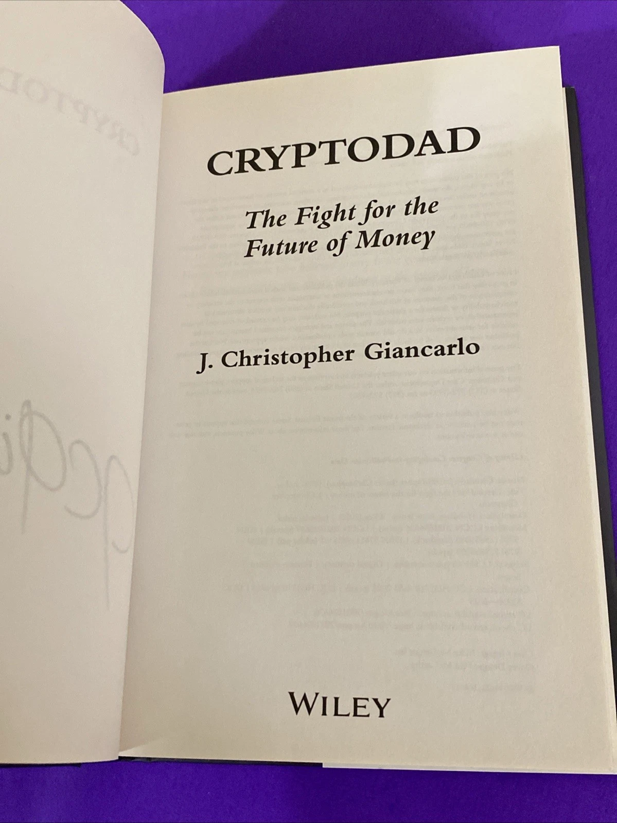 Signed CryptoDad J Christopher Giancarlo HC DJ 2021 Crypto Regulation Book Wiley - Image 4