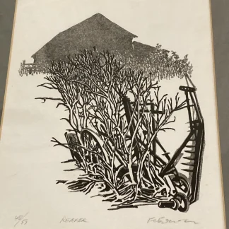 Frank C Eckmair Reaper Signed Woodcut Print 48/55 Framed Farm Art