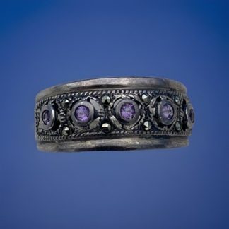 Vintage Amethyst and Marcasite 925 Sterling Ring Size 9
