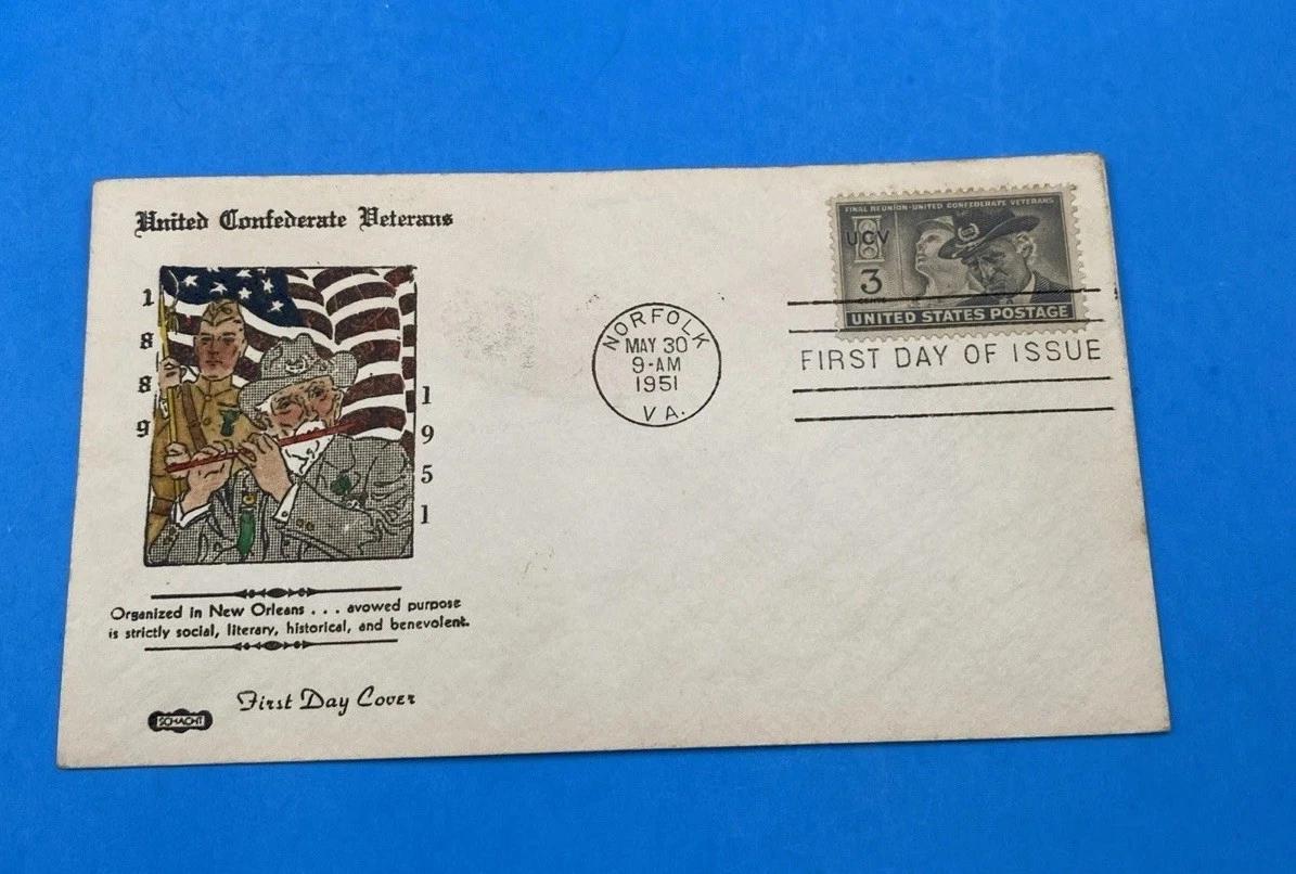 1951 UCV Final Reunion FDC Schacht Cachet – Rare Color Variant, Norfolk VA