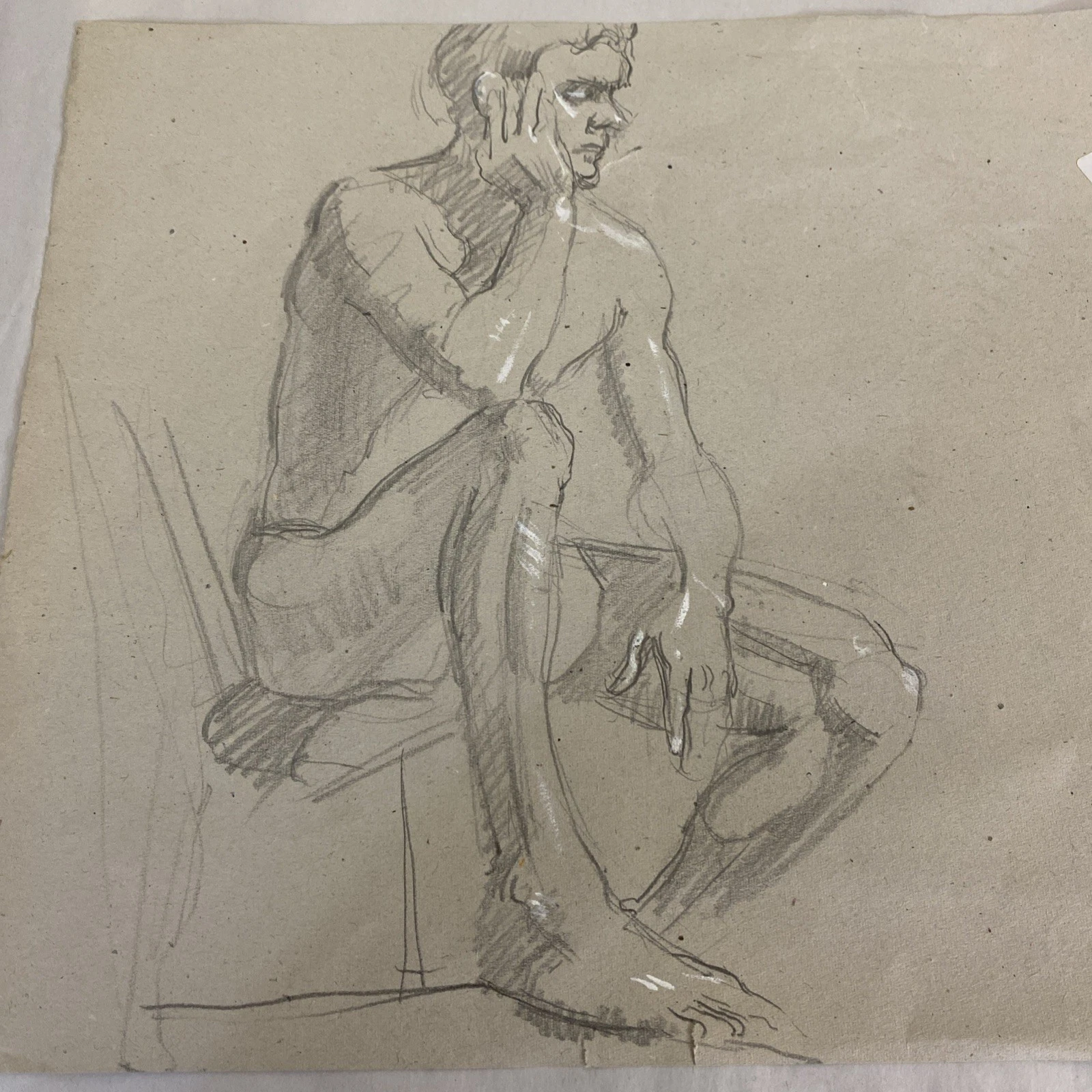 Rare Frances Watt Double-Sided Nude Figure Study Drawing in Graphite w/ COA - Image 2