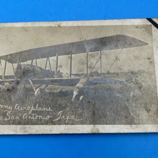 c.1917 Army Aeroplane RPPC South San Antonio TX Kelly Field WWI training biplane