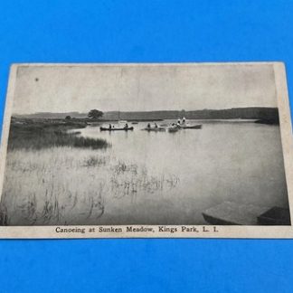Canoes at Sunken Meadow Kings Park L.I. T.J. McCarthy Real Photo Creased RPPC