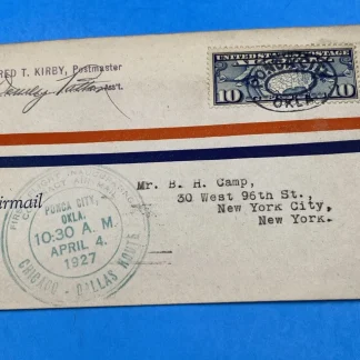 1927 CAM-3 First Flight Cover Ponca City OK Airmail to NYC w/ Cachet & Stamp