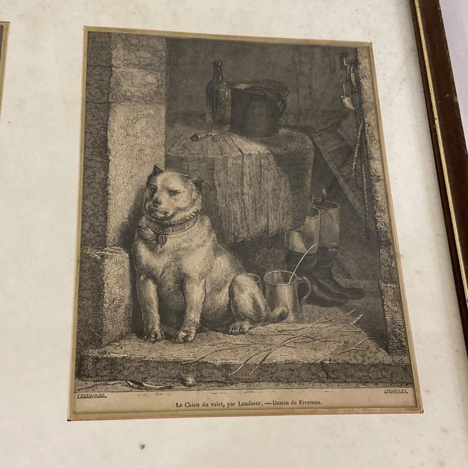 c.1852 Landseer Dogs Pair: Le Chien du Maître & du Valet, French wood engravings - Image 6