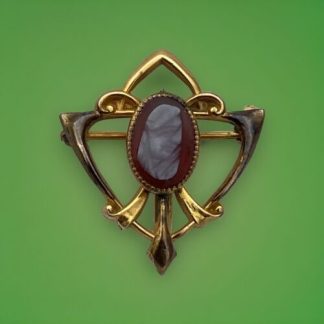Unusual gilt and cameo pendant watch bow pin c1890