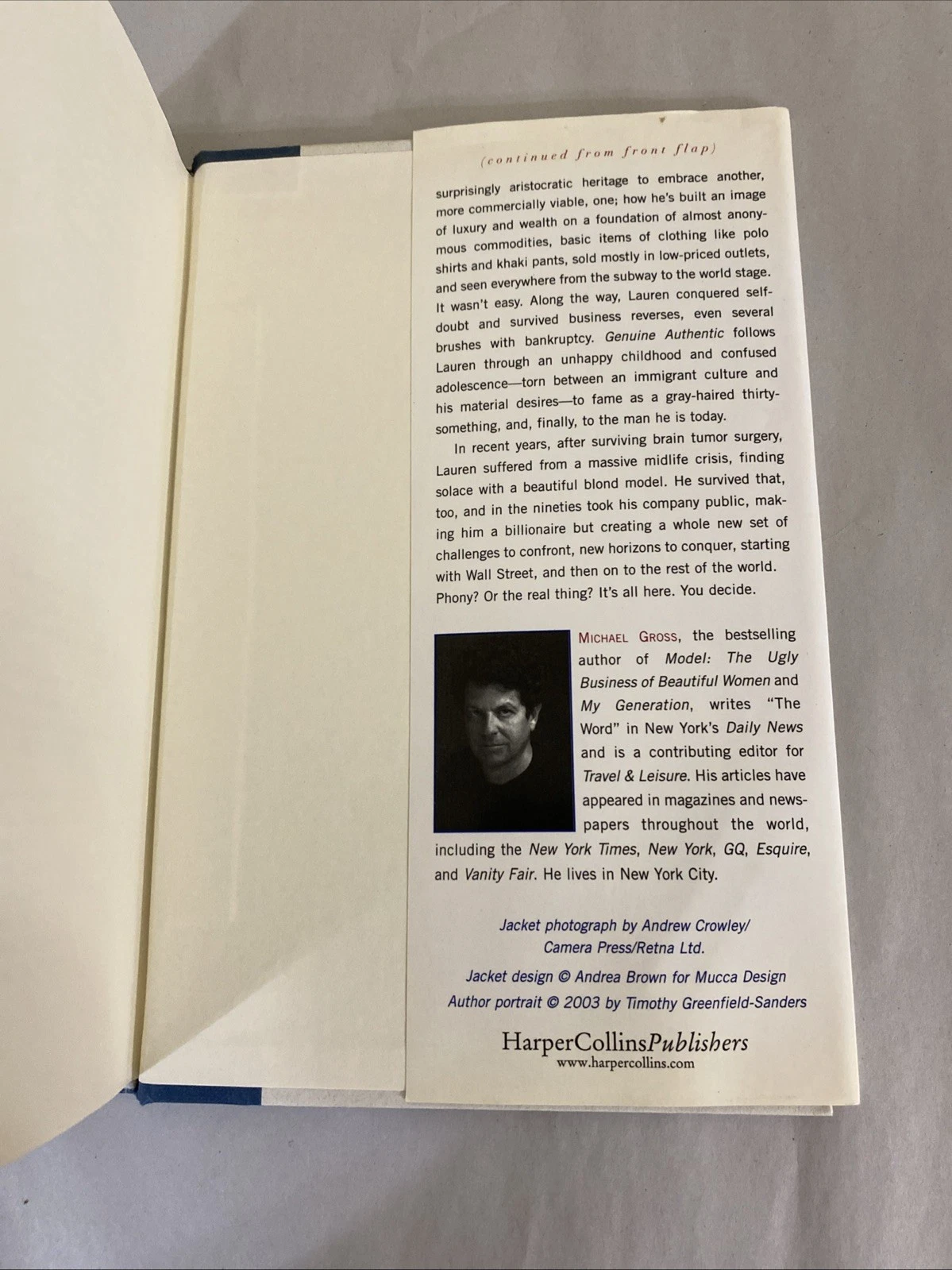 Signed 1st/1st Genuine Authentic Michael Gross Ralph Lauren Biography HC DJ 2003 - Image 8