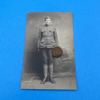Antique Cook Collection Photo - WWI Army Soldier Garrison Hat, Rare Find - RPPC