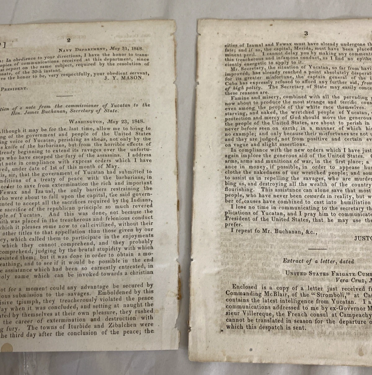 1848 Senate Doc Yucatan James K Polk Message 10pp Caste War Pamphlet - Image 3