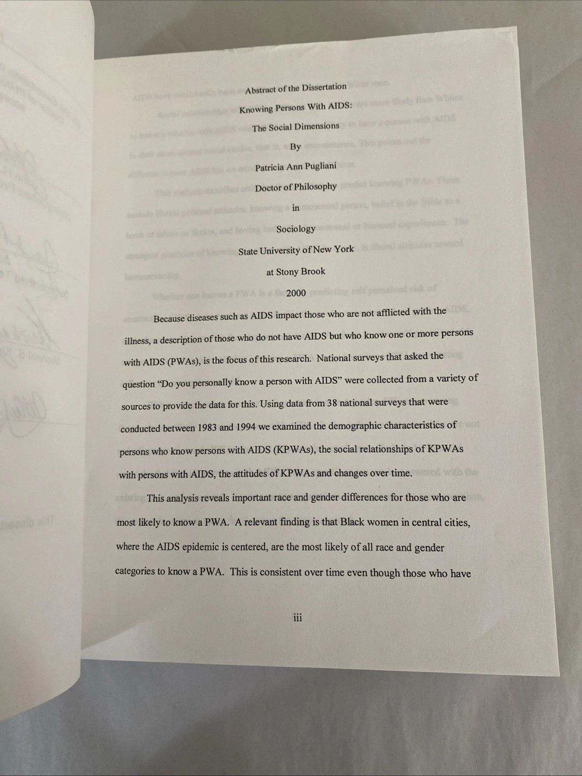 Knowing Persons With AIDS Social Dimensions Pugliani 2000 PhD Diss HC 298p 9x11+ - Image 8