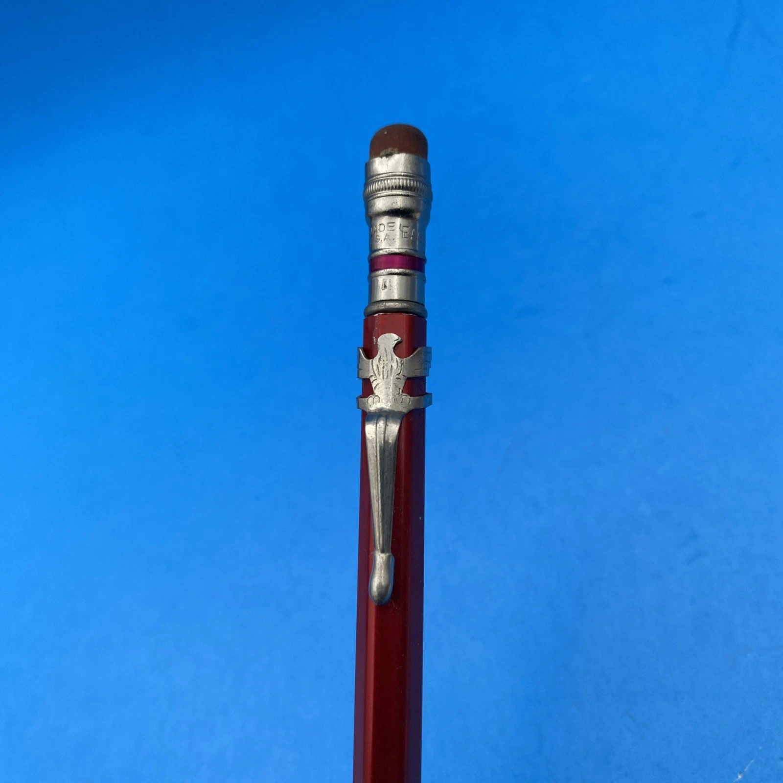Vintage Figural Clip EAGLE CHROMATIC Made in USA Mechanical Pencil Red - Image 2