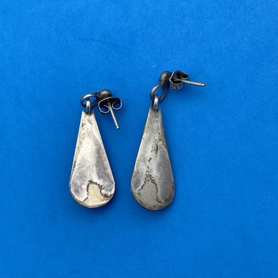 Native American Sterling Earrings Vintage Red Coral/Turquoise - Image 4