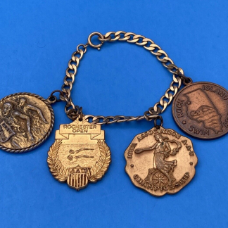 Rare 1960s AAU Swimming Bracelet with 4 Championship Medals – GF 12k Bracelet