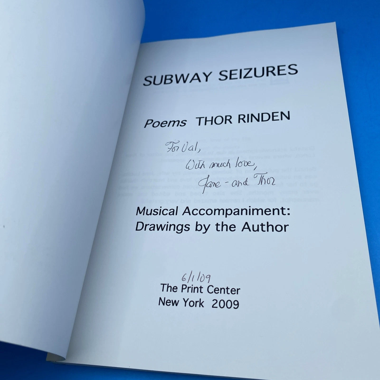 Subway Seizures Poems Thor Rinden Inscribed 2009 Presentation Copy Rare PB Book - Image 4