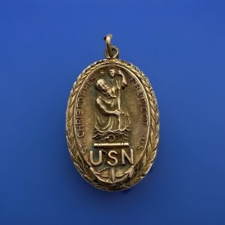 St. Christopher, St Raphael Protect Us Sterling USN Military Pendant Medal