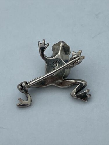 Vintage Sterling Silver Purple Amethyst and Marcasite Frog Pin Brooch - Image 5