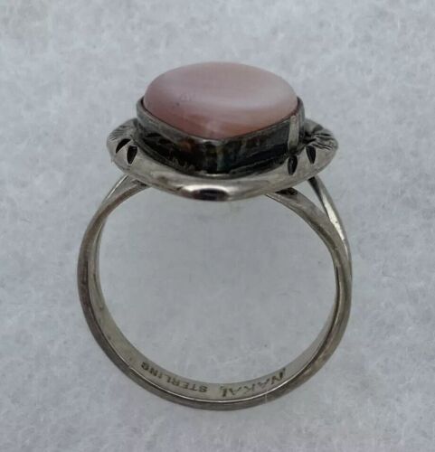 Navajo Nakai Sterling Silver & Pink Mother of Pearl Statement Ring Size 7 - Image 4