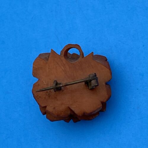 Vintage Art Deco Carved Dark Orange Butterscotch Bakelite Rose Brooch & Pendant - Image 5