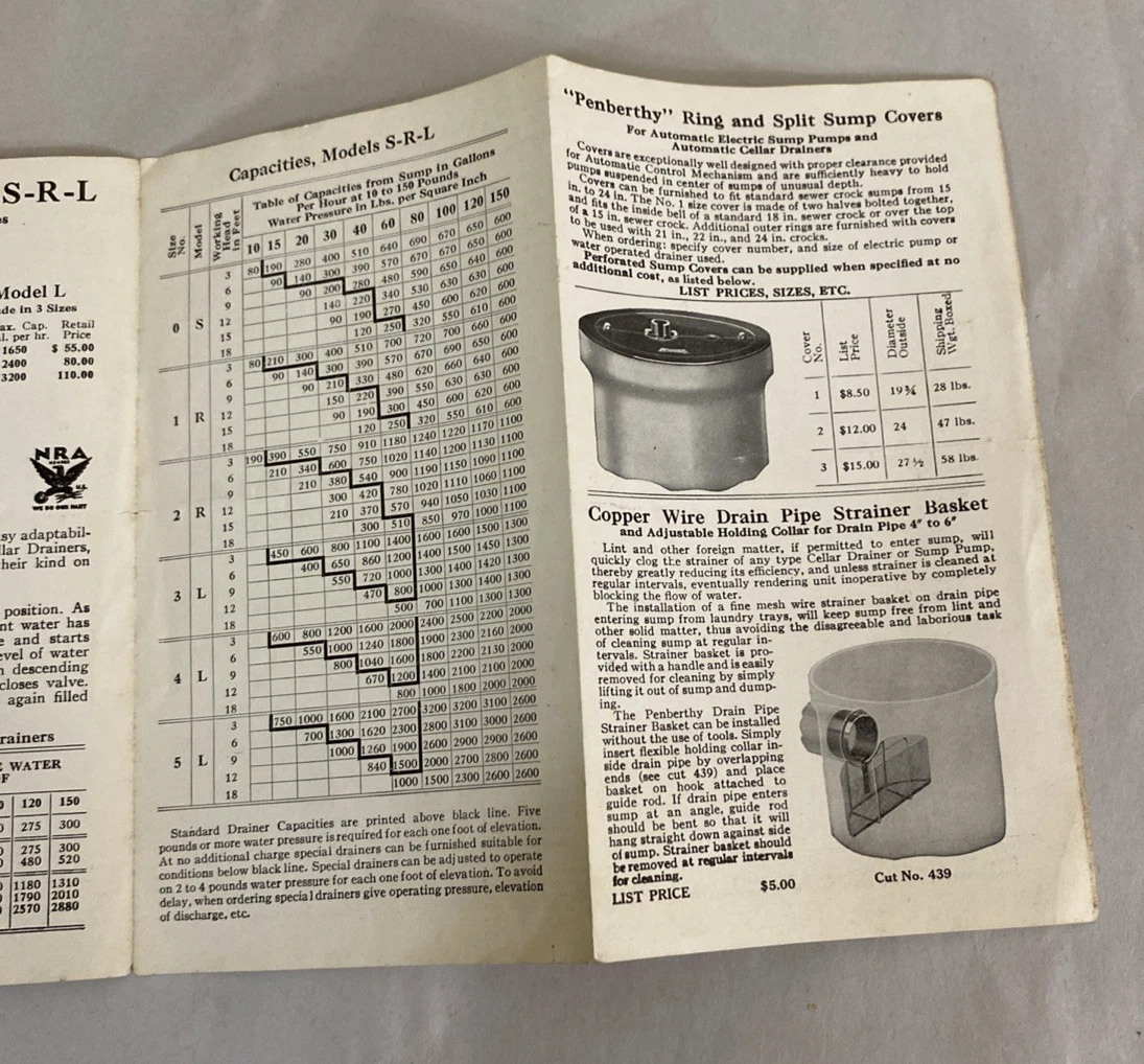 c.1930s Penberthy Automatic Cellar Drainers & Electric Sump Pumps brochure flyer - Image 4