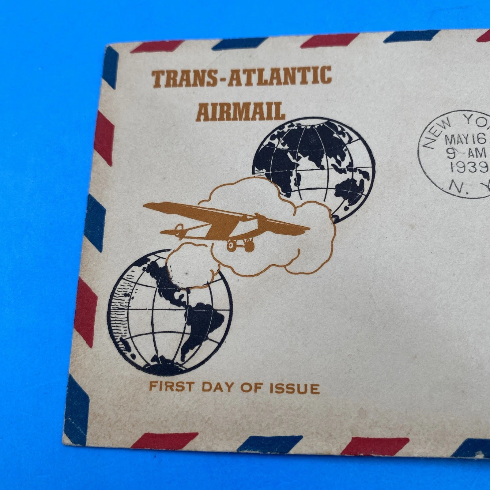 1939 Trans-Atlantic Airmail FDC C24 Winged Globe NY First Day Harry Simon Cachet - Image 2