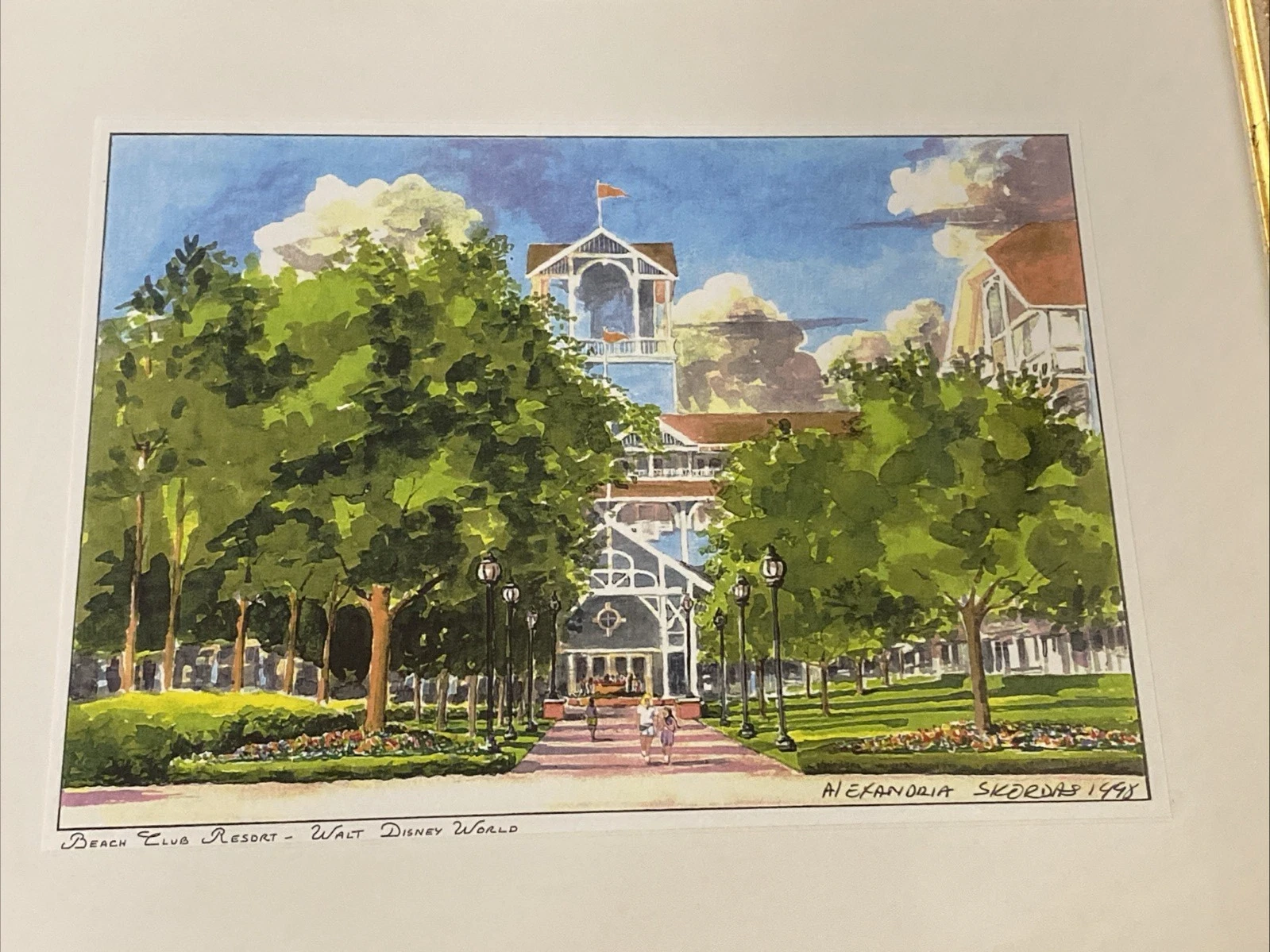 Vintage 1998 Alexandria Skordas Disney Beach Club Resort Framed Art Print 11.5in - Image 2