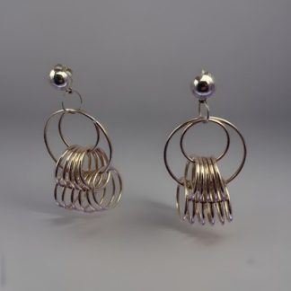 Vintage Sterling Interlocking Floating Circles Dangle Earrings