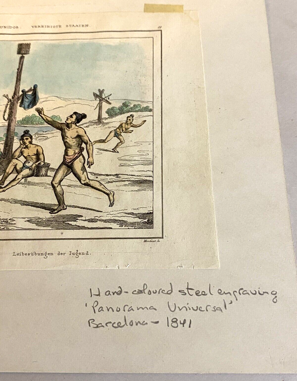 American Indians Training of the Warriors - Exercises - Colored Engraving 1841 - Image 10