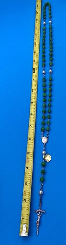 Pope John Paul II- Green Glass Beads Rosary, Italy, Catholic, 20” - Image 10