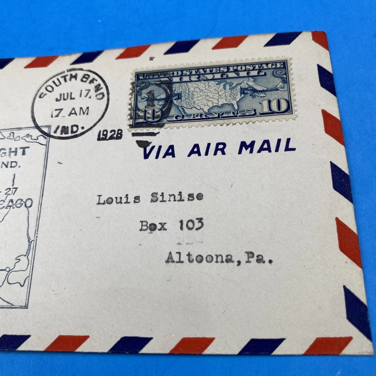 1928 CAM-27 First Flight Cover Signed by Postmaster J.N. Hunter, South Bend - Image 3