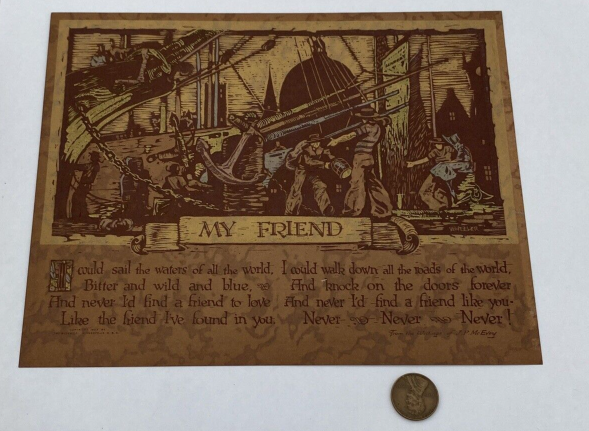 Vintage Buzza Motto Print My Friend 1927 Nautical Theme J. P. McEvoy Poem - Image 2