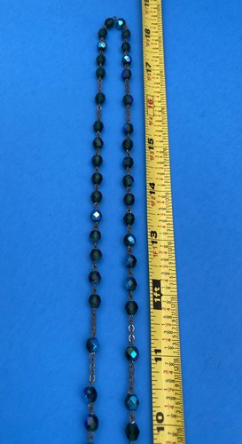 Vintage Peacock Green/Blue AB Faceted Glass Rosary, St Jude, Italy, Christianity - Image 10