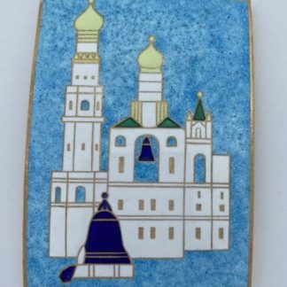Vintage Russian Gzhel Enamel Souvenir Plaquette- Blue & White