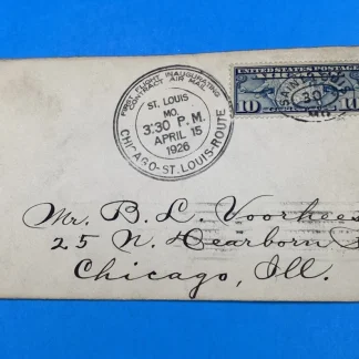 1926 CAM-2 First Flight Airmail Cover St. Louis to Chicago April 15