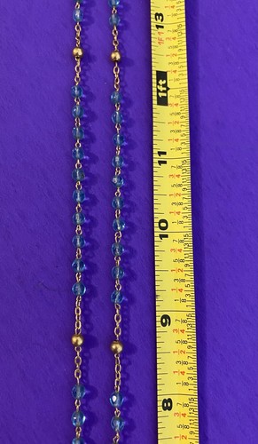 Vintage Blue Faceted Glass Petite Rosary, Virgin Mary, Italy, Christianity, 14” - Image 9