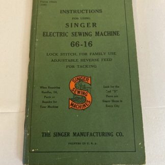 Rare 1940 SINGER Electric Sewing Machine Model 66-16 Instructions Manual Booklet