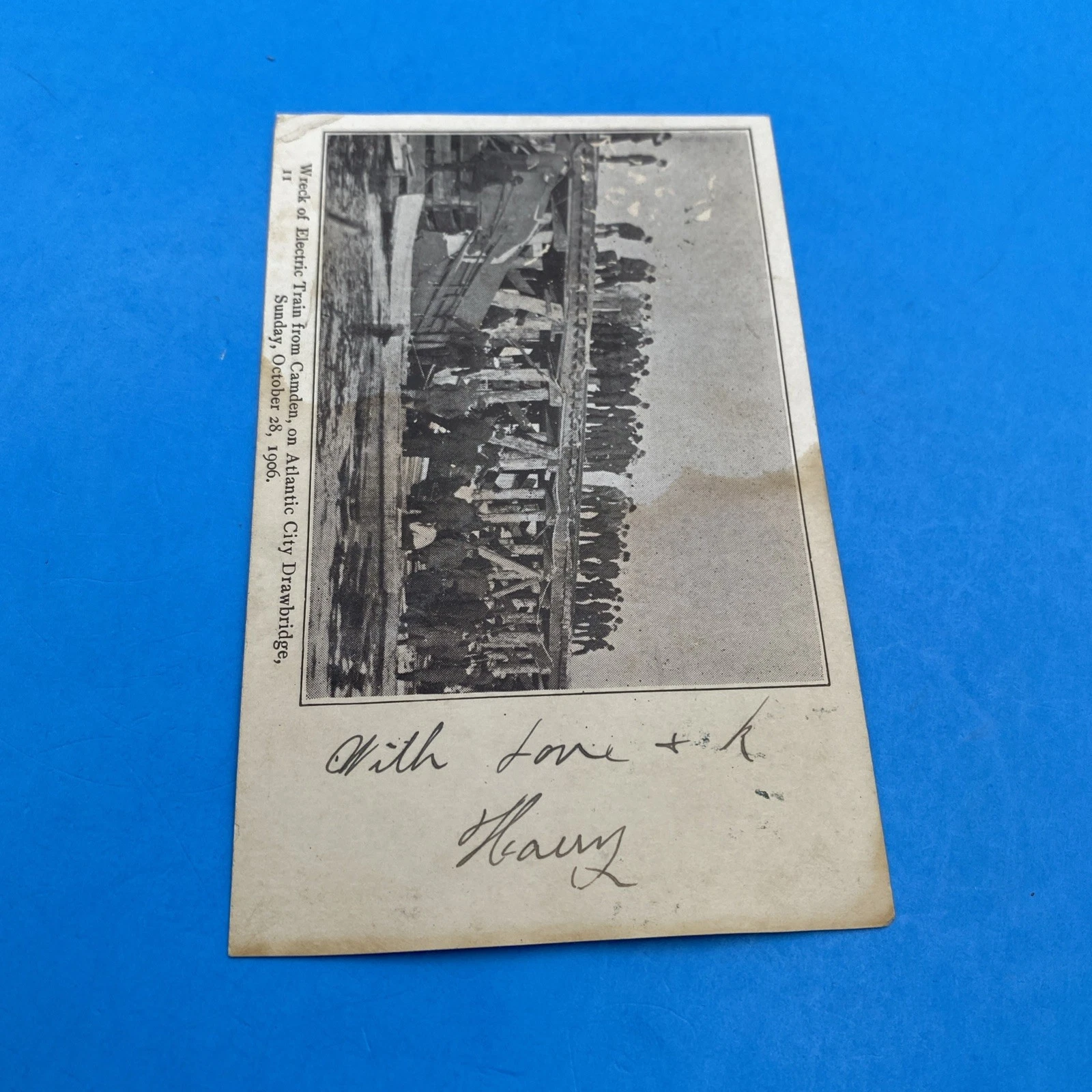 1906 Atlantic City Drawbridge Train Wreck Postcard O'Donnell 1c Franklin NJ UDB - Image 2