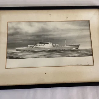 1961 Framed Concept Ship Print by George G. Sharp Co Naval Architecture Design