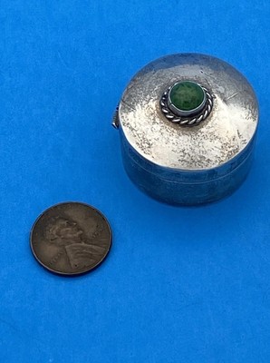 RARE Taxco TH-40 Vintage Mexico Sterling Silver 925 Turquoise Pill Box - Image 3