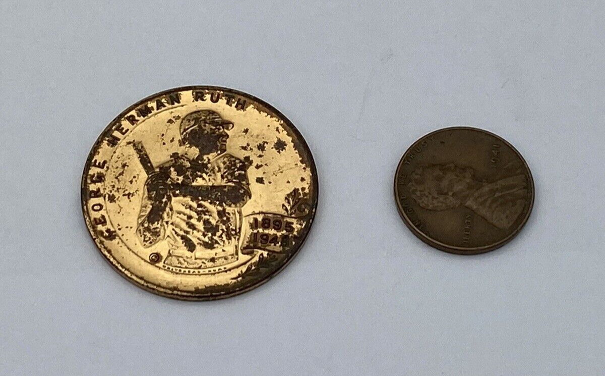 1950 Hempstead NY Babe Ruth BASEBALL Sports Memorabilia Old Token Medal Yankees - Image 4