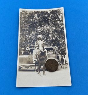 Rare 1910s Native American Photo – Warrior on Horse with Coup Stick & Model T Fo