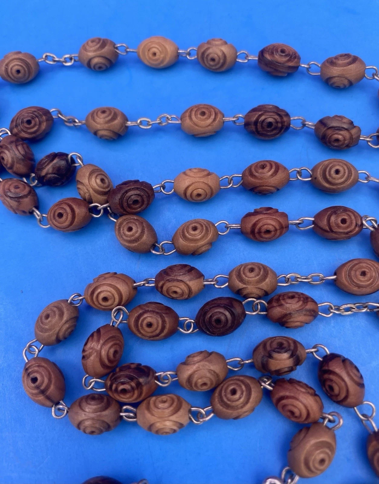 Carved Olive Wood Rosary, Terra Jerusalem Reliquary, Virgin Mary, Christianity - Image 10