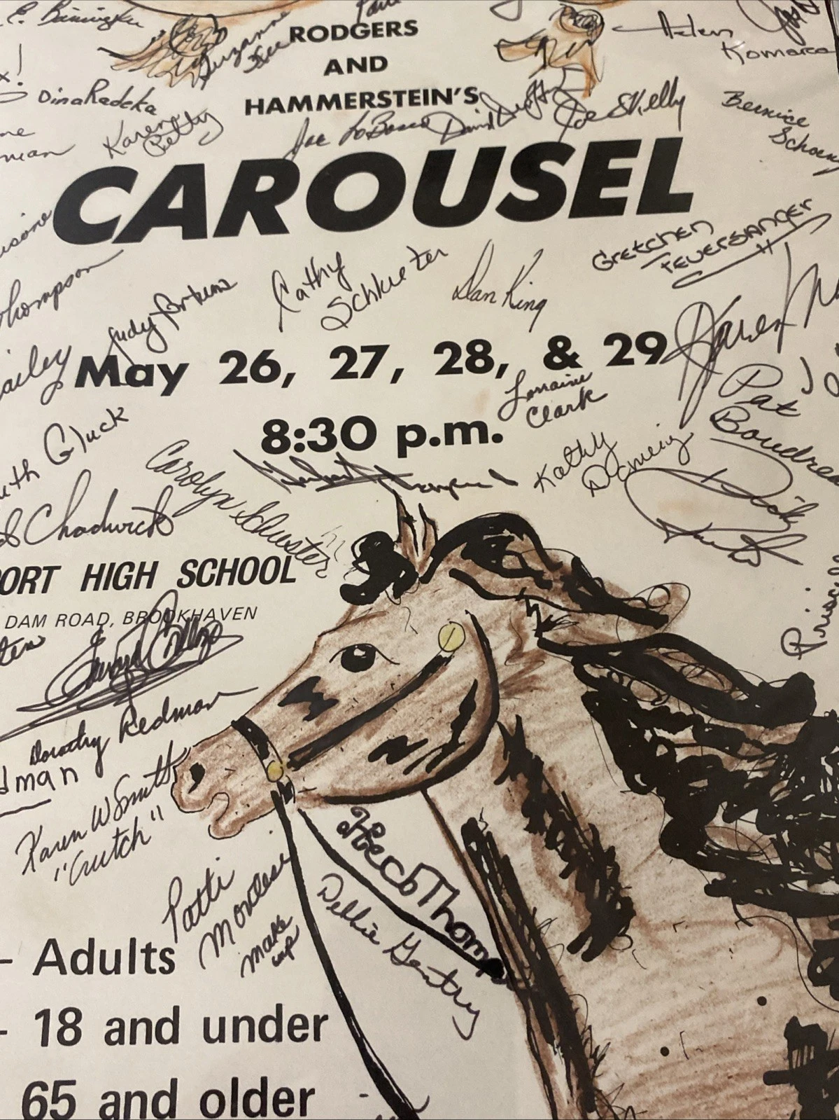 1977 Carousel Bellport Playcrafters Signed Cast Crew Poster Framed 20x15 - Image 4