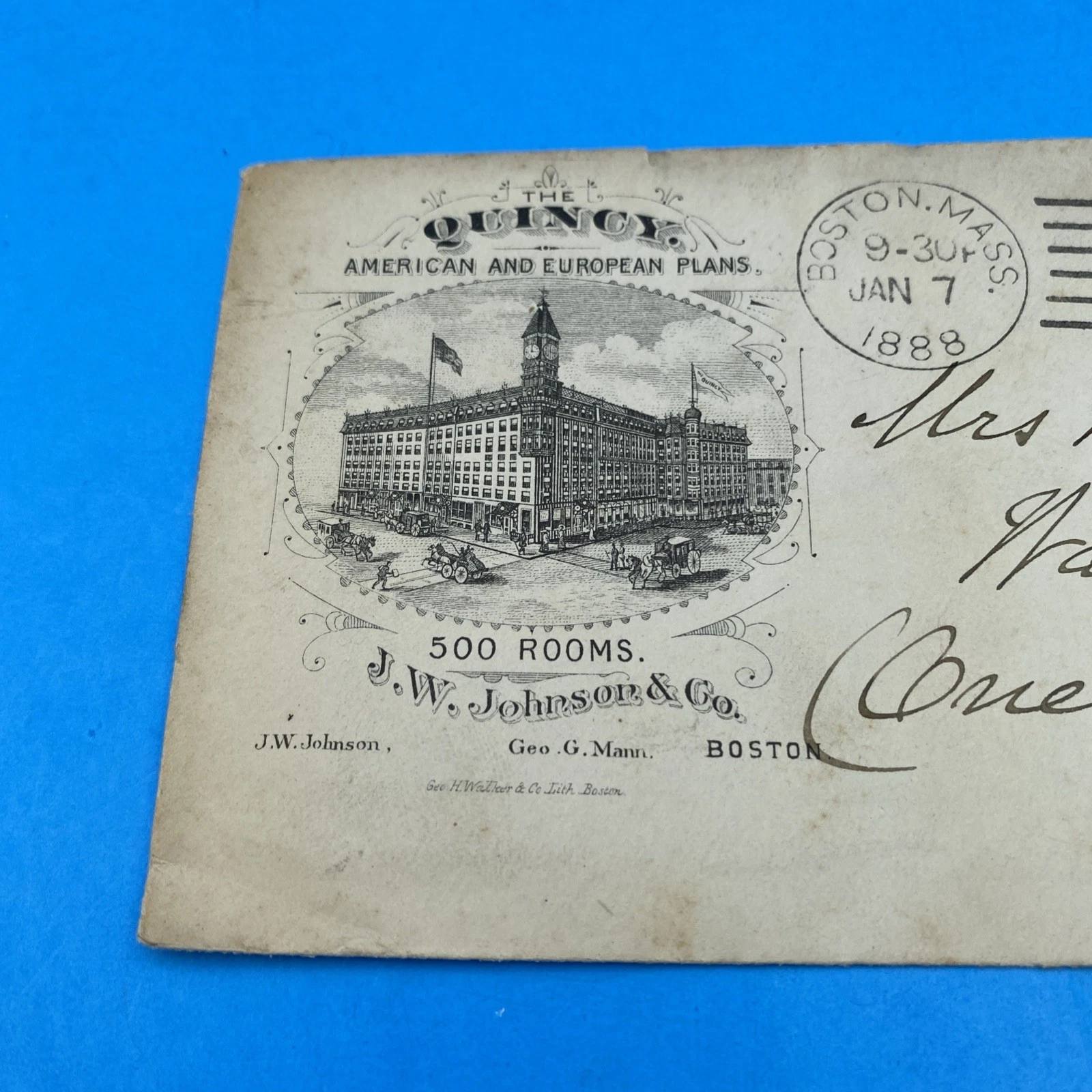 1888 Quincy House Boston Hotel Cover & Letterhead Tremont Temple Brewery - Image 2
