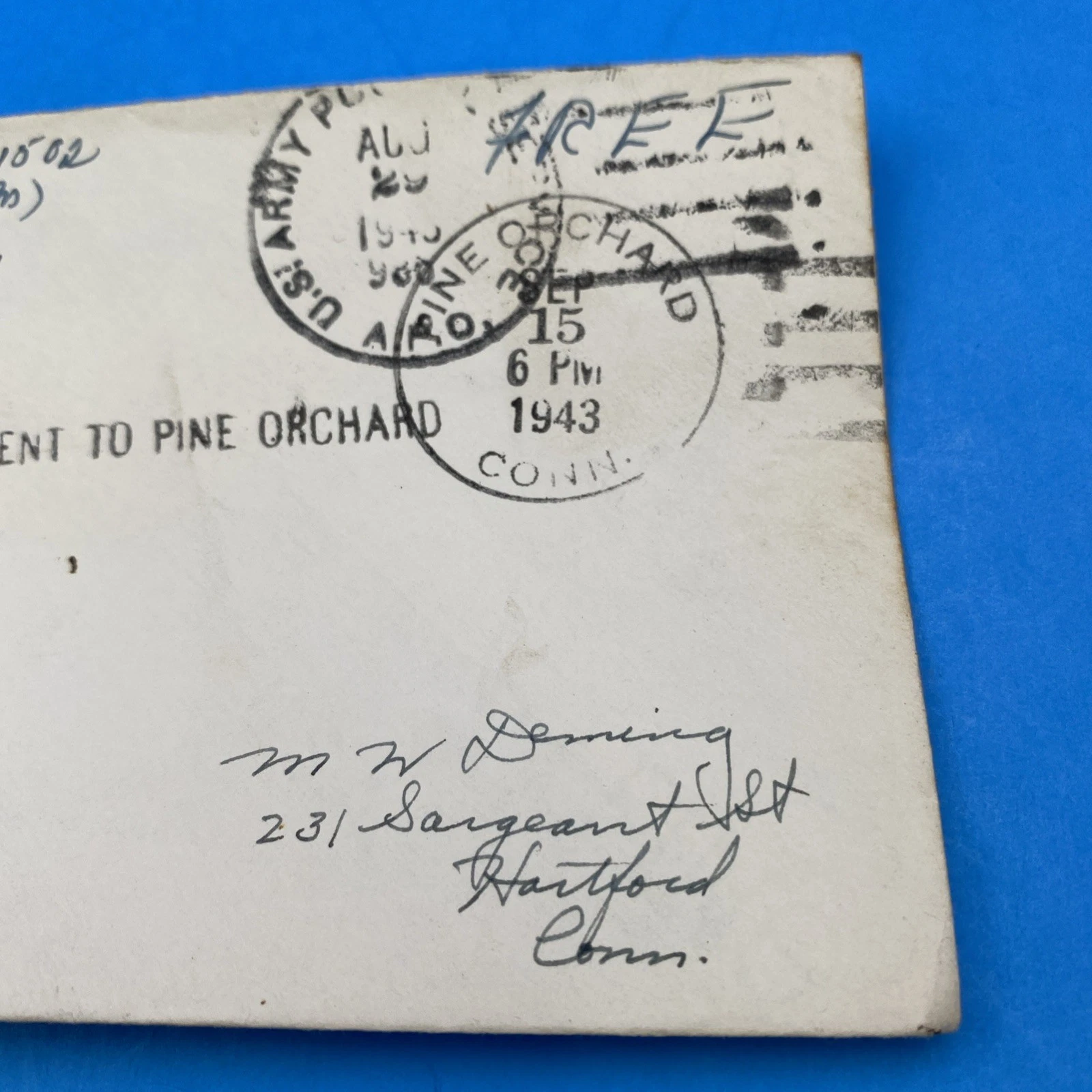 WWII APO 986 Aleutians Free Soldier Mail—Censored, MISSENT to Pine Orchard CT - Image 3