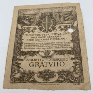 Ministero Dell'Istruzione - Italy Museum Gallery Ticket Vintage