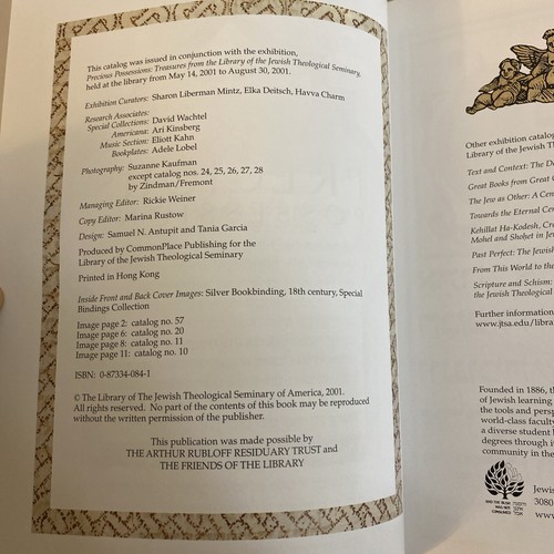 Precious Possessions - Treasures From the Library of the Jewish Theological 2001 - Image 7