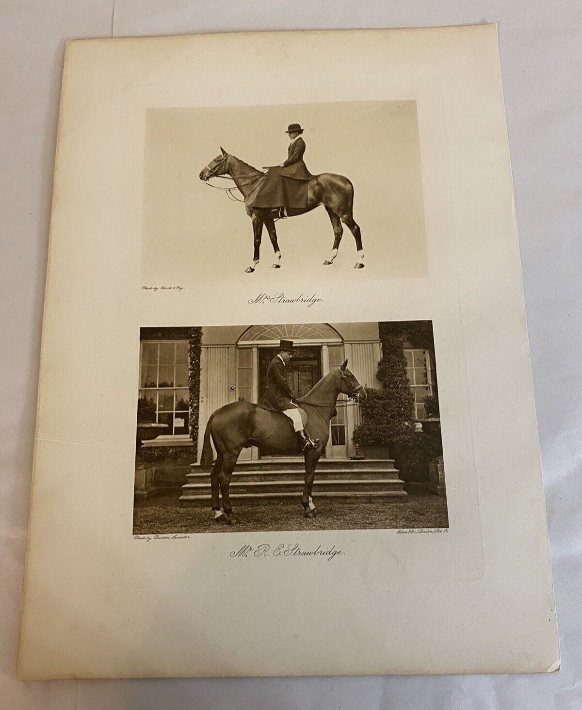 R.E. Strawbridge & Wife Elliott & Fry Photogravure on Horses for Fox Hunt