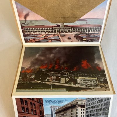 1912 San Francisco Postcard Folder Mission Dolores Fire Scene G.O.H. VGC Rare - Image 7